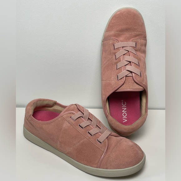 Vionic Shoes - Vionic Pink Jean Suede Sneakers Women size 10 Laces Comfortable Fashion casual